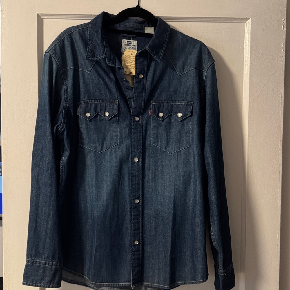 Levi's Relaxed Fit Denim Shirt with embroidered M on sleeve
